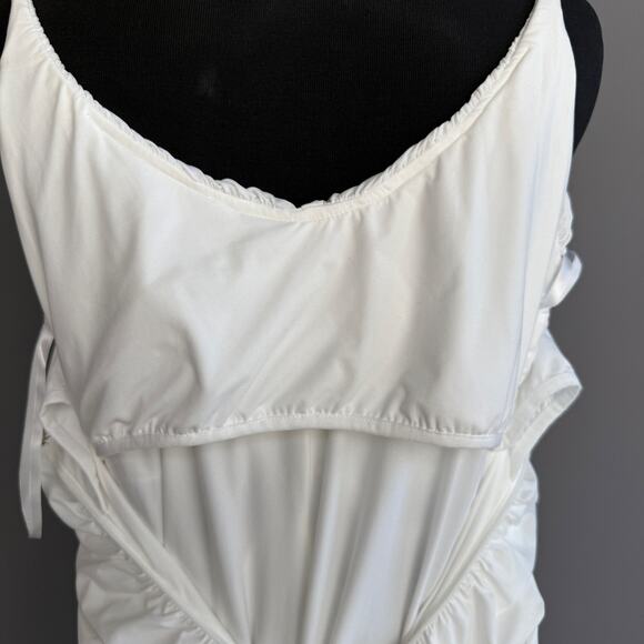 Bumpsuit white maternity maxi dress - spaghetti strap - nylon spandex - size L - Picture 11 of 14